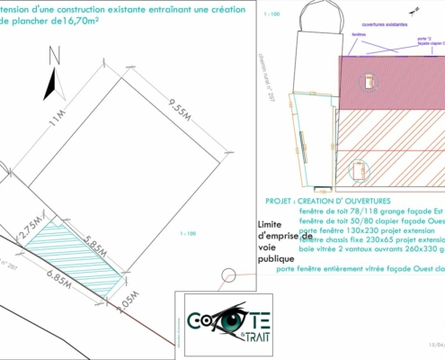 Côte et trait - Déclaration Préalable de travaux PLAN DE MASSE 1