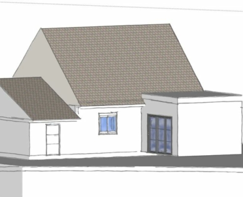 Côte et trait - extension maçonnée - Déclaration Préalable de travaux dessin_projet 1