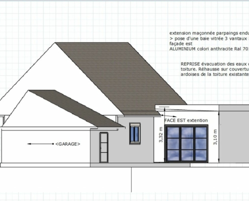 Côte et trait - extension maçonnée - Déclaration Préalable de travaux dessin_projet 2